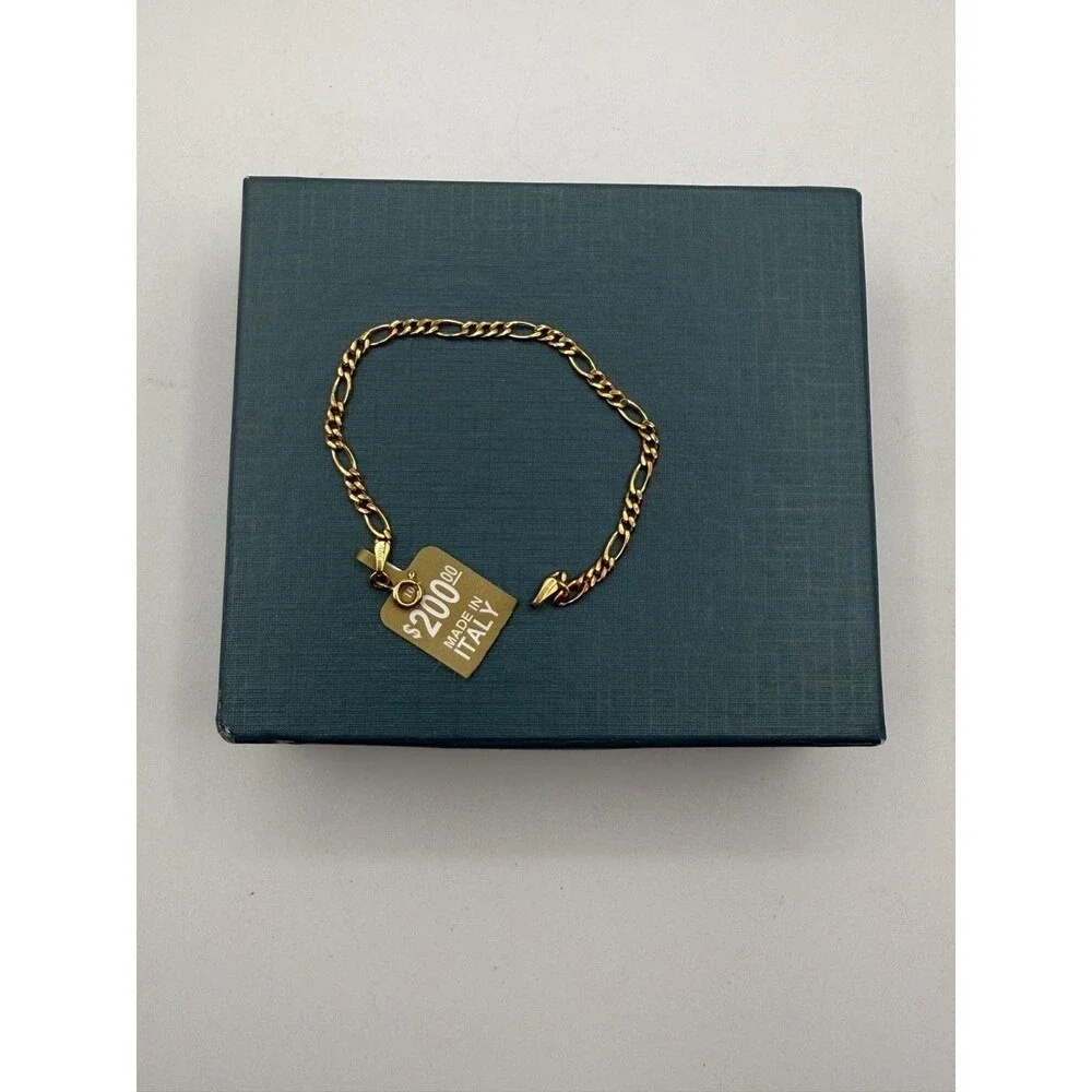 Banter Girls 10K Yellow Gold Figaro Chain Bracelet 6in Made In Italy Kids
